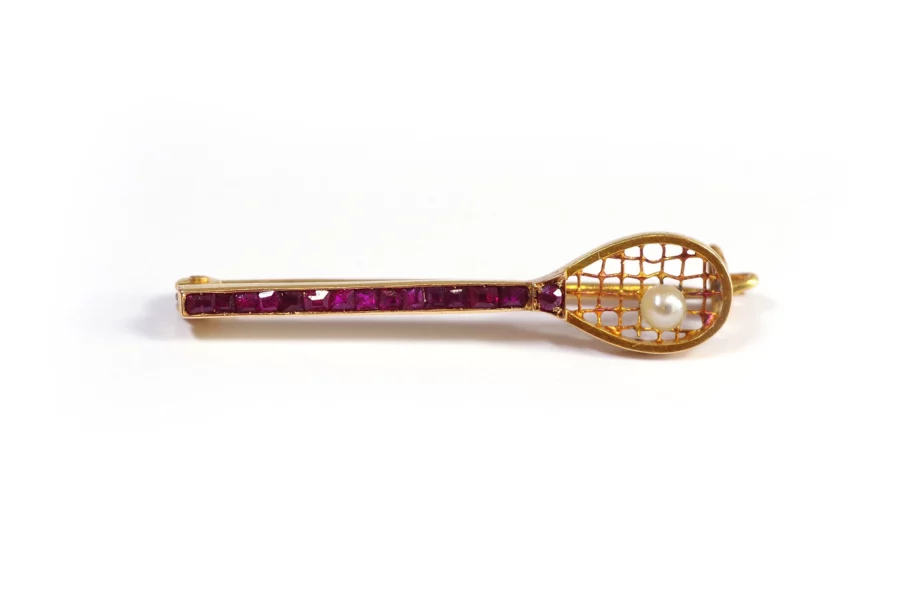 art deco racket tennis brooch