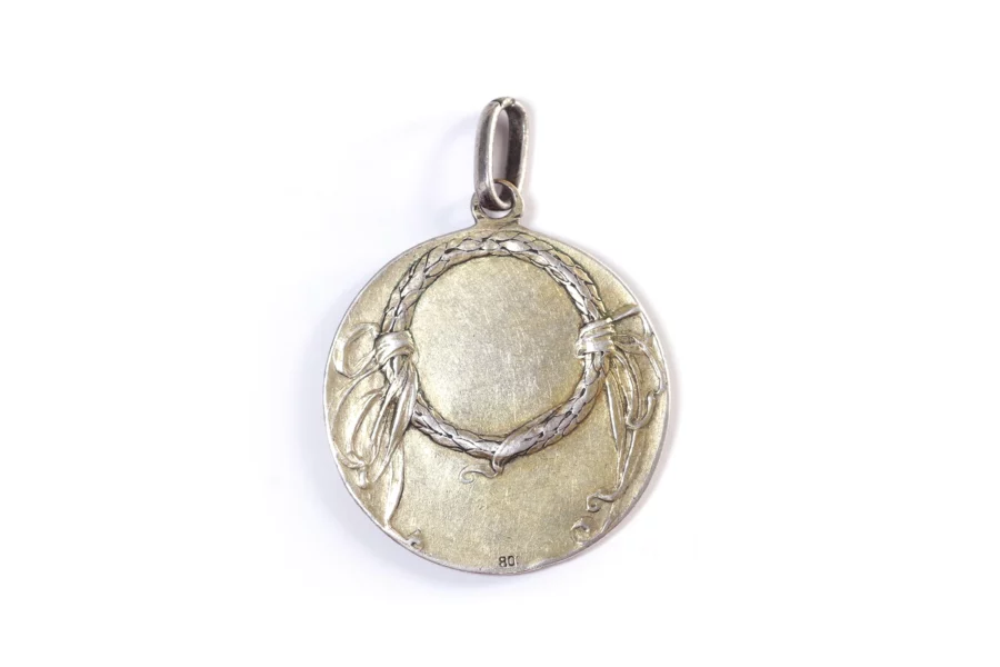 Swimming silver gilded medal pendant
