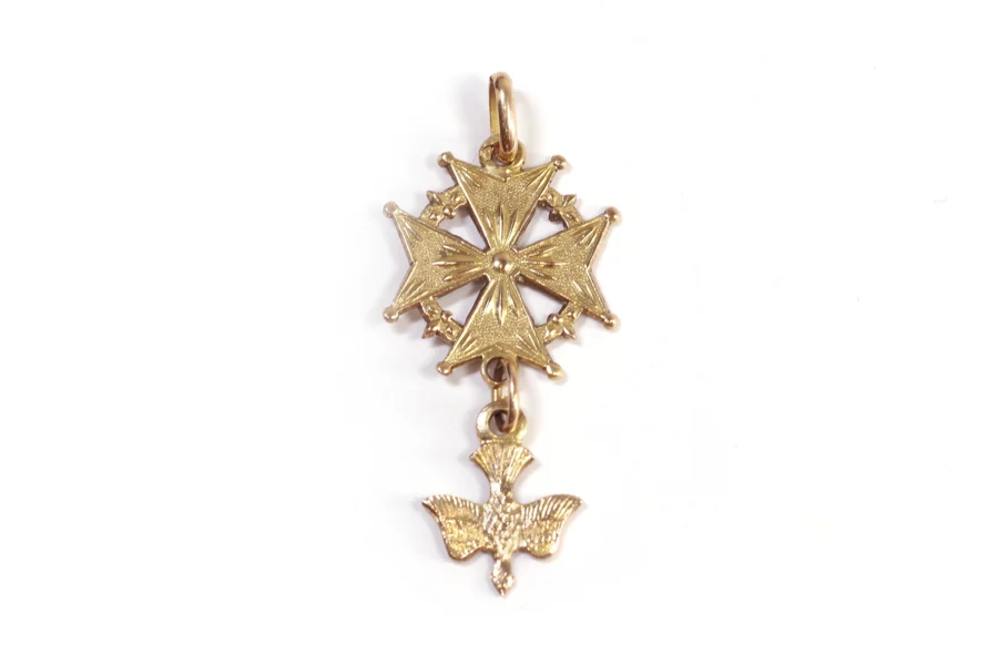 French antique huguenote cross in gold