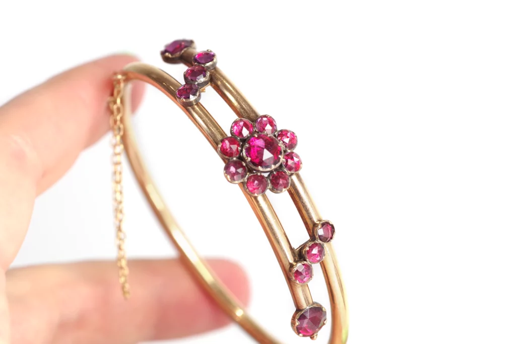 Antique perpignan garnets bangle bracelet