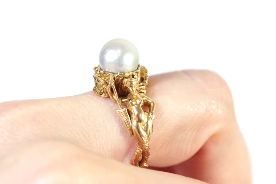 Gold art nouveau mermaid ring