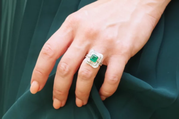 Gold diamond emerald ring