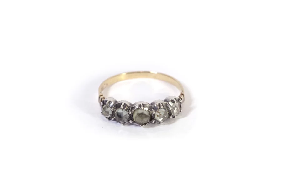 bague pierres de rhin en or et argent