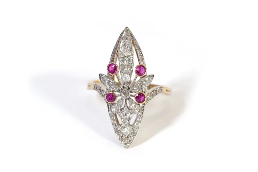 Ruby diamond platinum ring