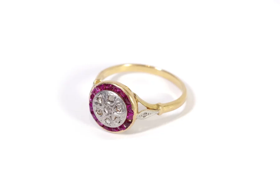 art deco round ruby ring