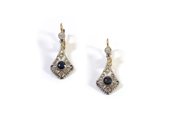 Art deco dangle earrings sapphire