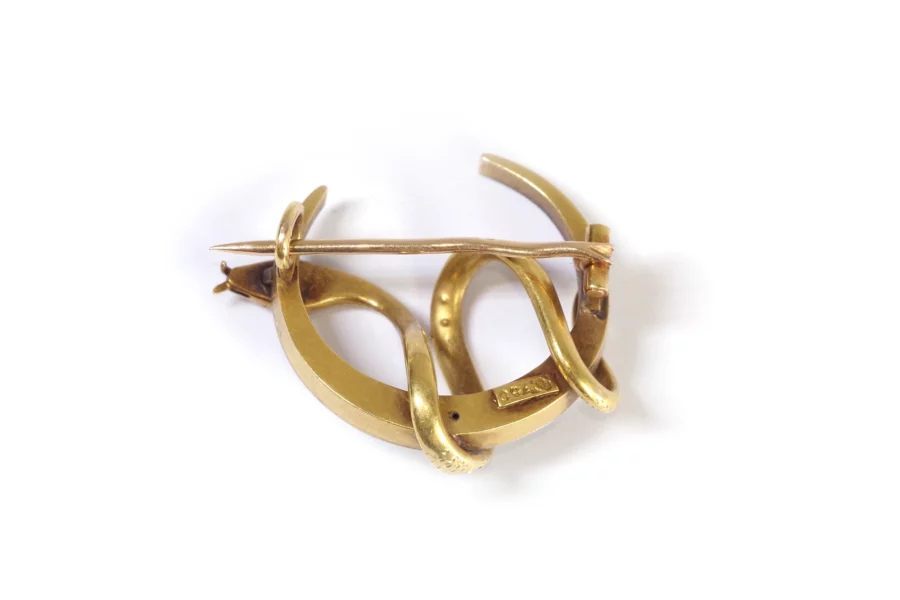 Snake and crescent brooch