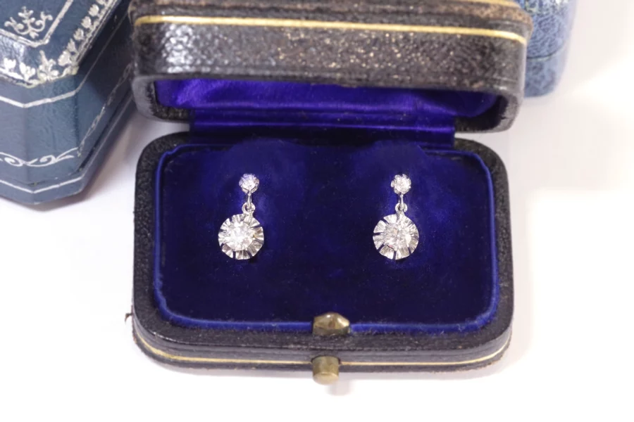 art deco platinum diamond earrings