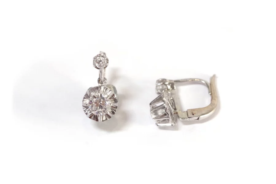 art deco platinum diamond earrings