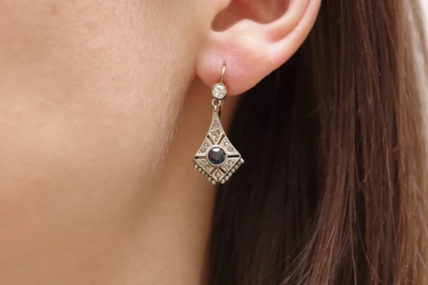 Sapphire diamond dangle earrings