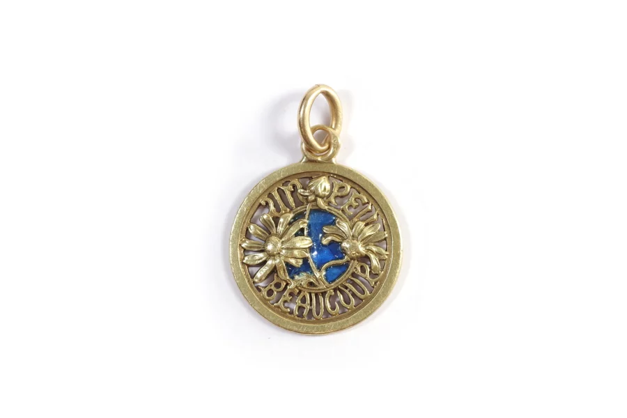 Pendentif art nouveau email plique a jour