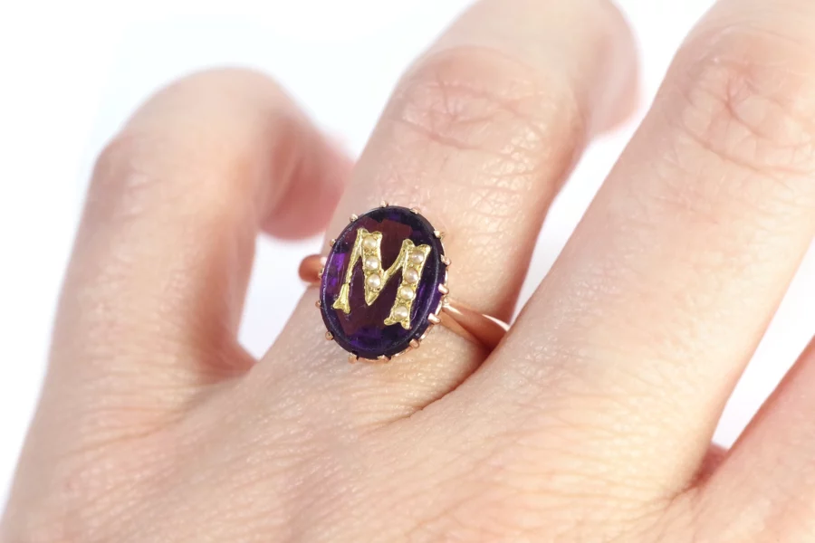 bague amethyste en or