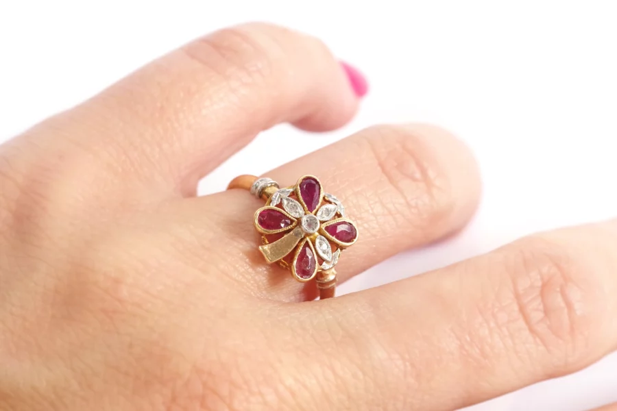 Antique clover ruby ring