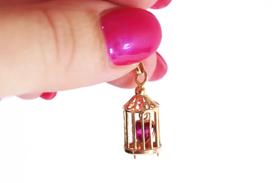 Heart ruby cage pendant