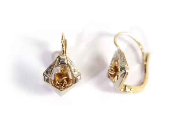 Art Deco geometric rose earrings