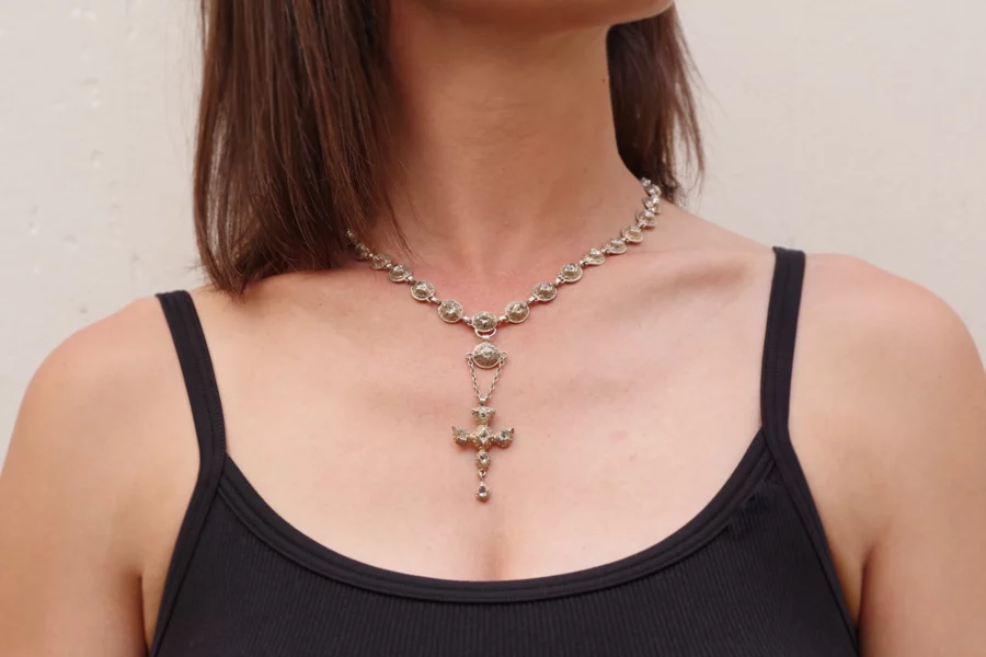 Victorian saint esprit necklace in silver