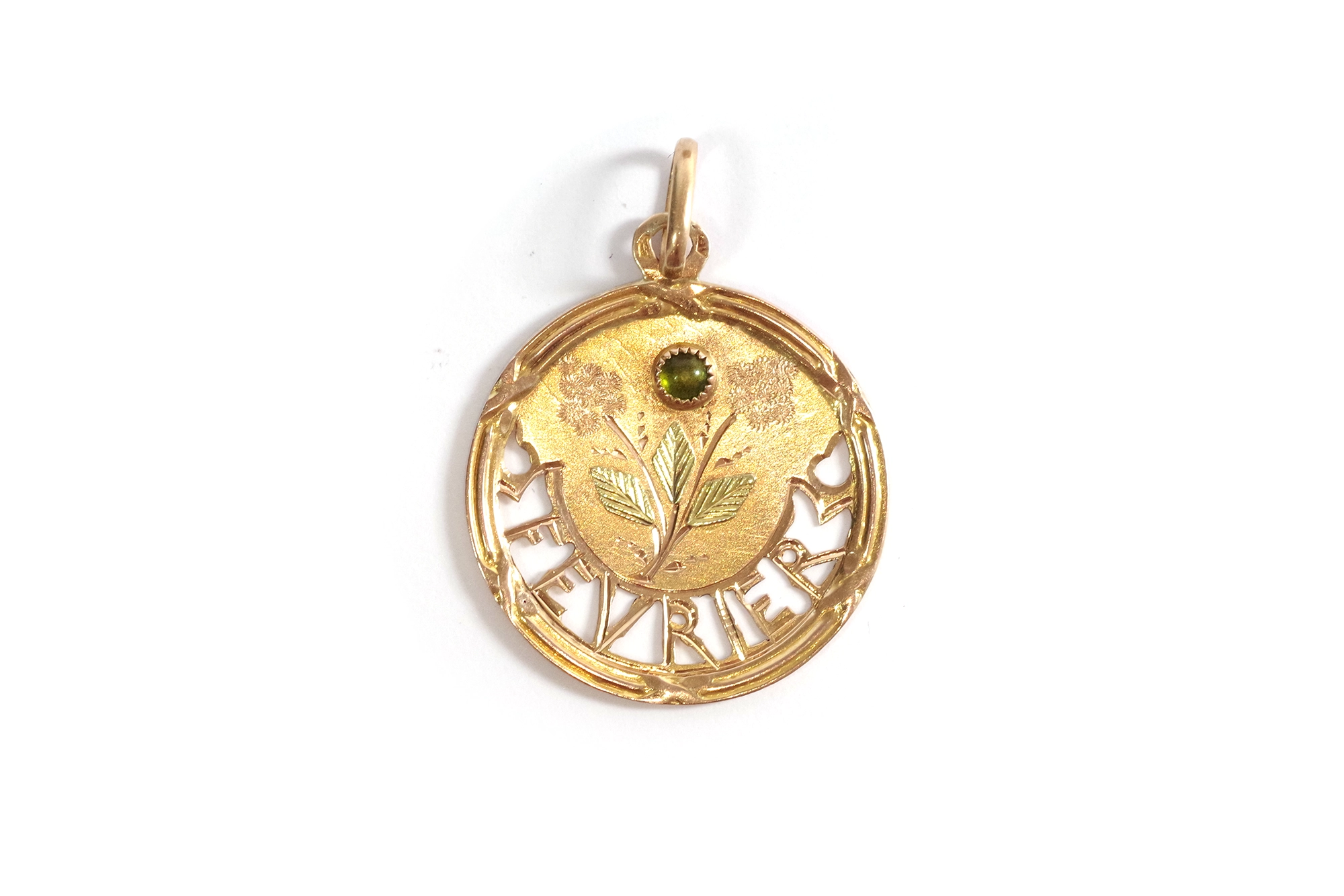 art nouveau February french pendant in gold