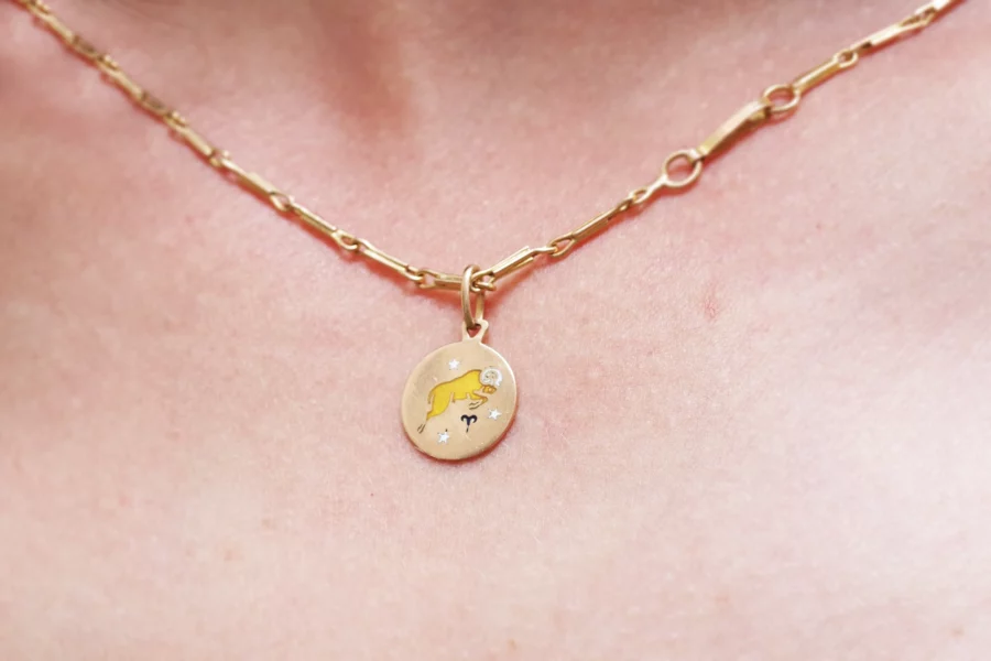 Astro aries pendant in gold