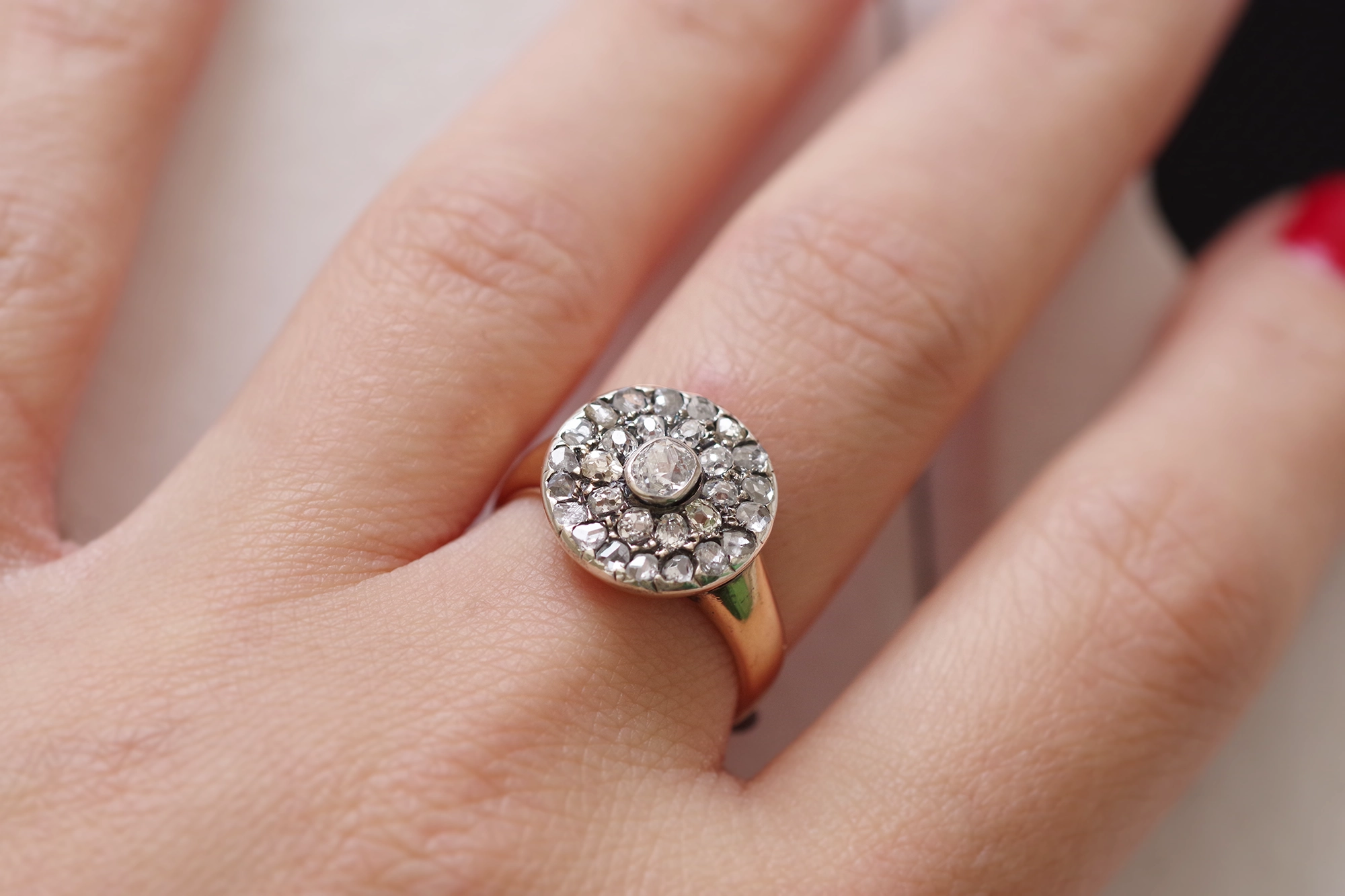 antique circular diamond ring