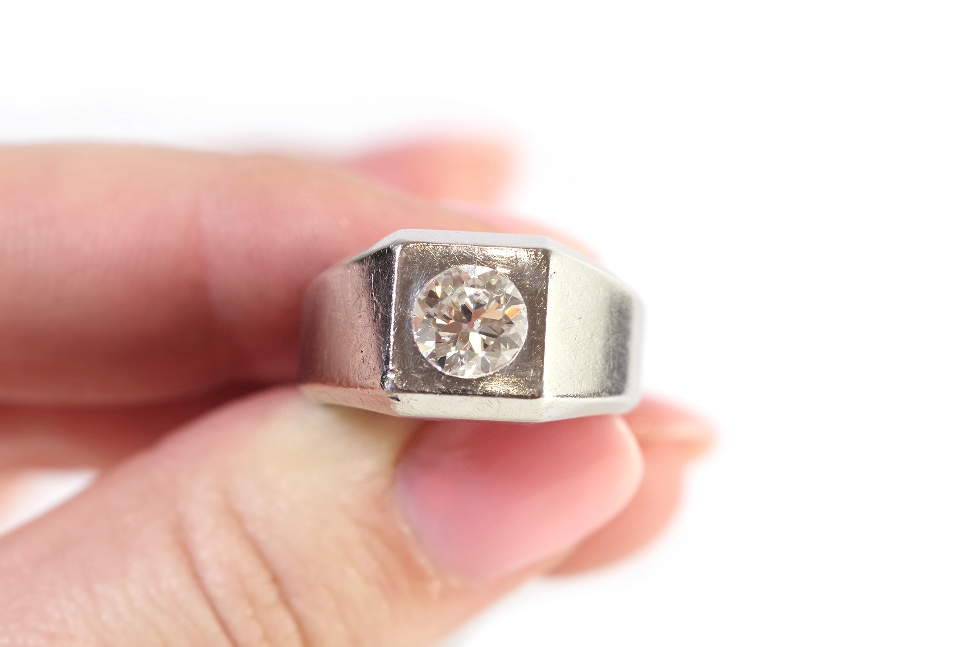 Art Deco Diamond 1,39ct platinum ring