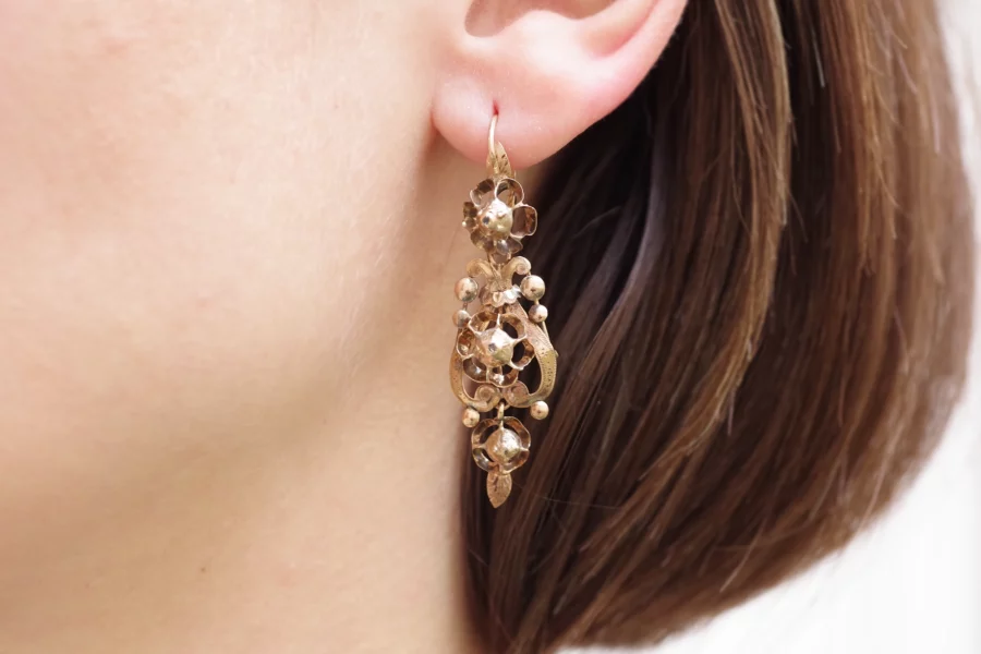 Gold diamond spanish earrings