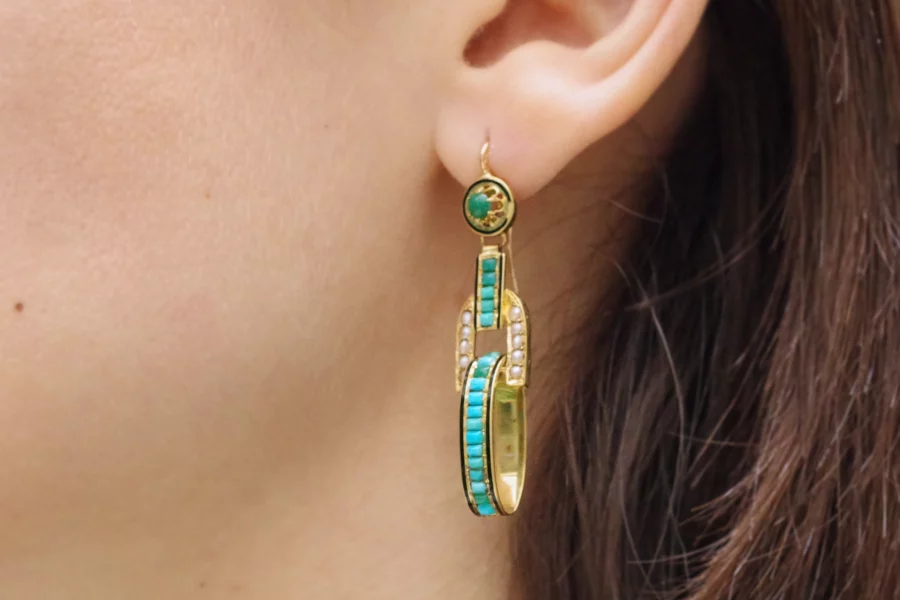 boucles oreille turquoises anciennes