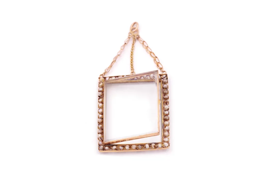 Antique gold photo locket pendant