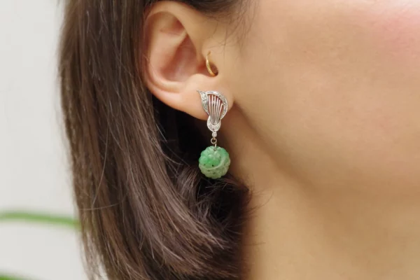 retro jade diamond earrings