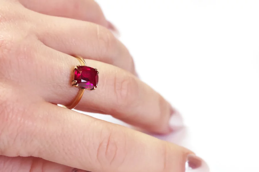 retro ruby synthetic ring