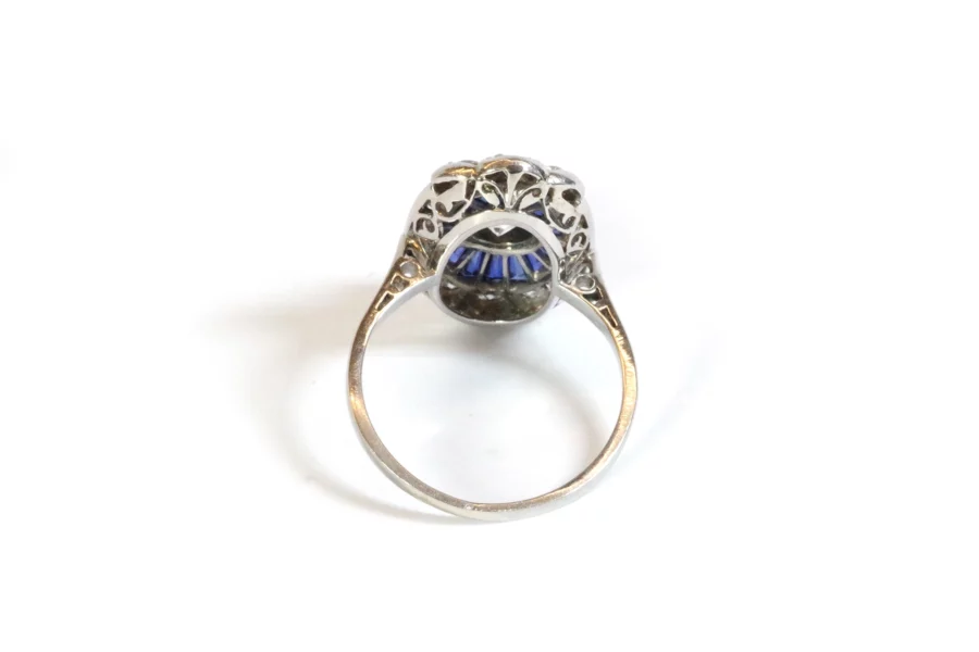 platinum sapphire ring in gold