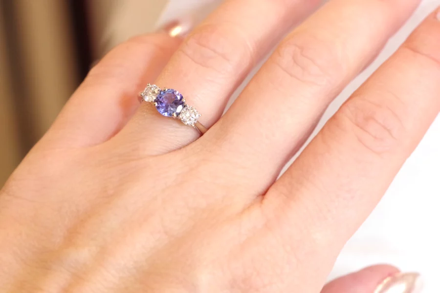 bague tanzanite diamant en or