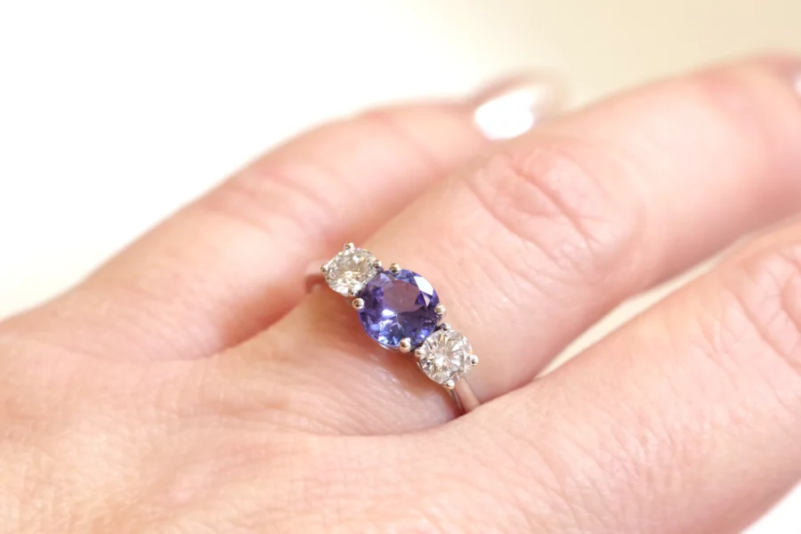 tanzanite diamond ring in white gold