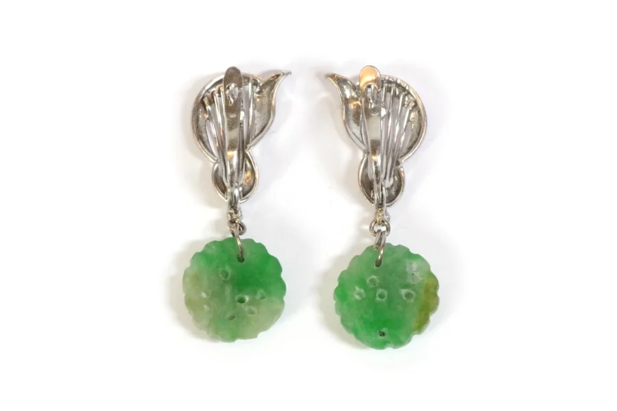 boucles oreille jade en or