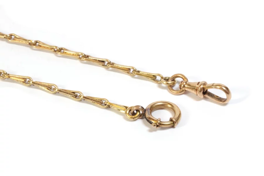 slender watch chain in gold