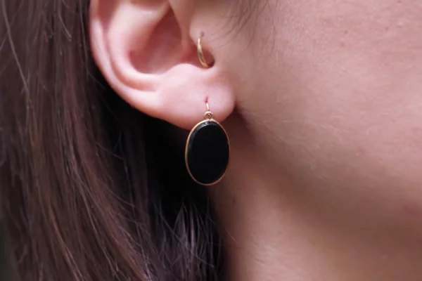 Black glass earrings