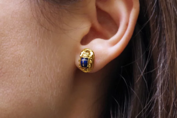 scarab stud earrings in gold