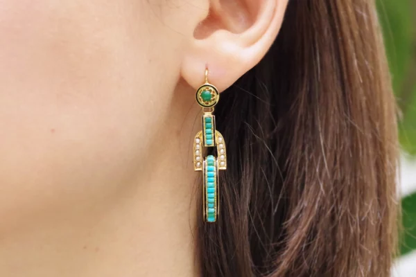 boucles d'oreille turquoises