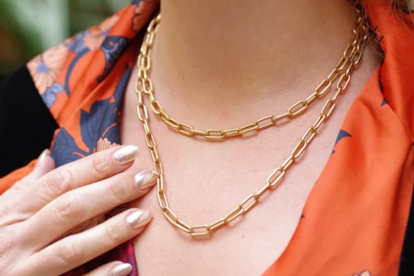 Antique long chain necklace in gold