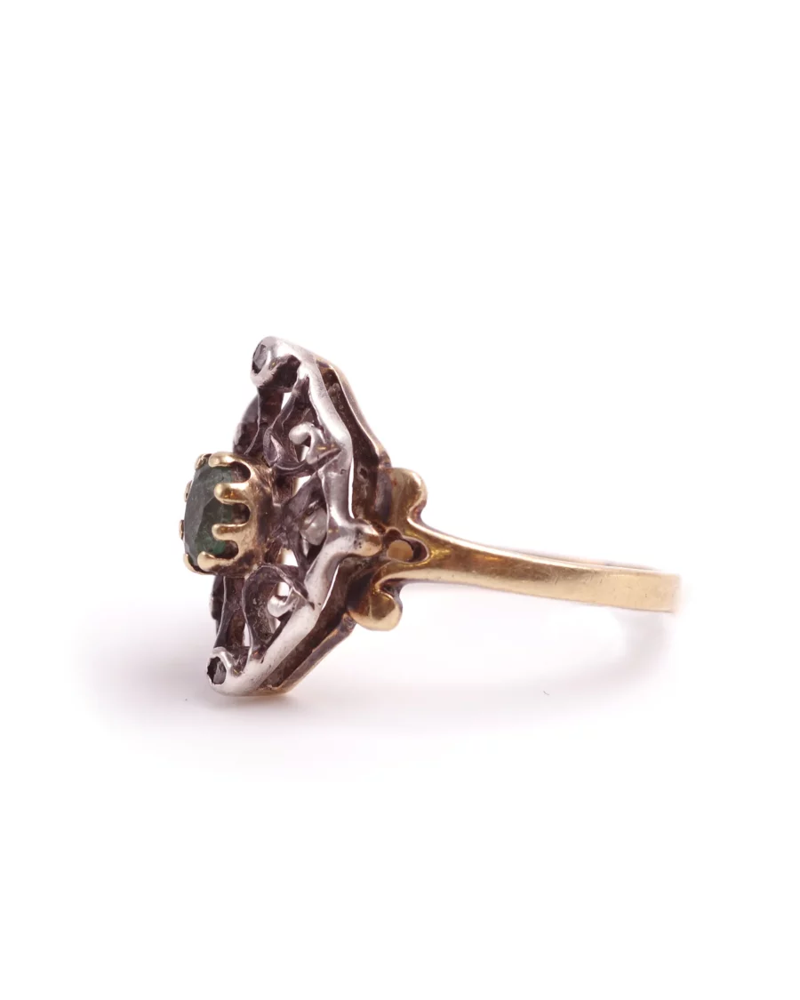 Antique emerald diamond ring