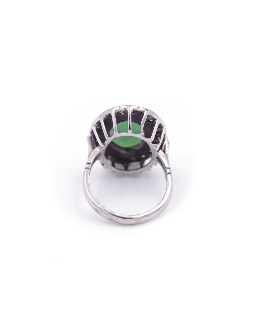 Diamond jade cluster ring