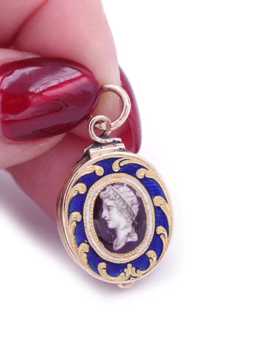 Victorian enamel locket pendant